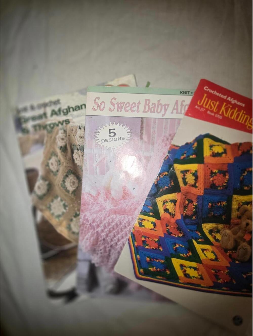Vintage Crochet & Knit Afghan Pattern Book Lot Craft Bundle